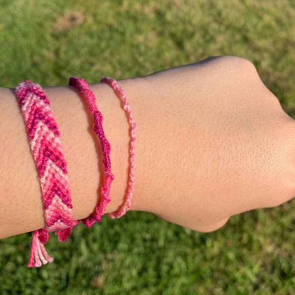 3 Woven Friendship Bracelets (Pink) - Picture 1 of 8